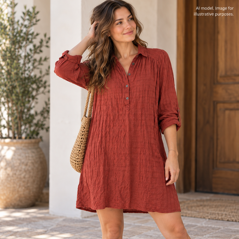 Maeve Dress Womens 4 Orange Rust Shirt Dress Collared Long Sleeve Button Lined